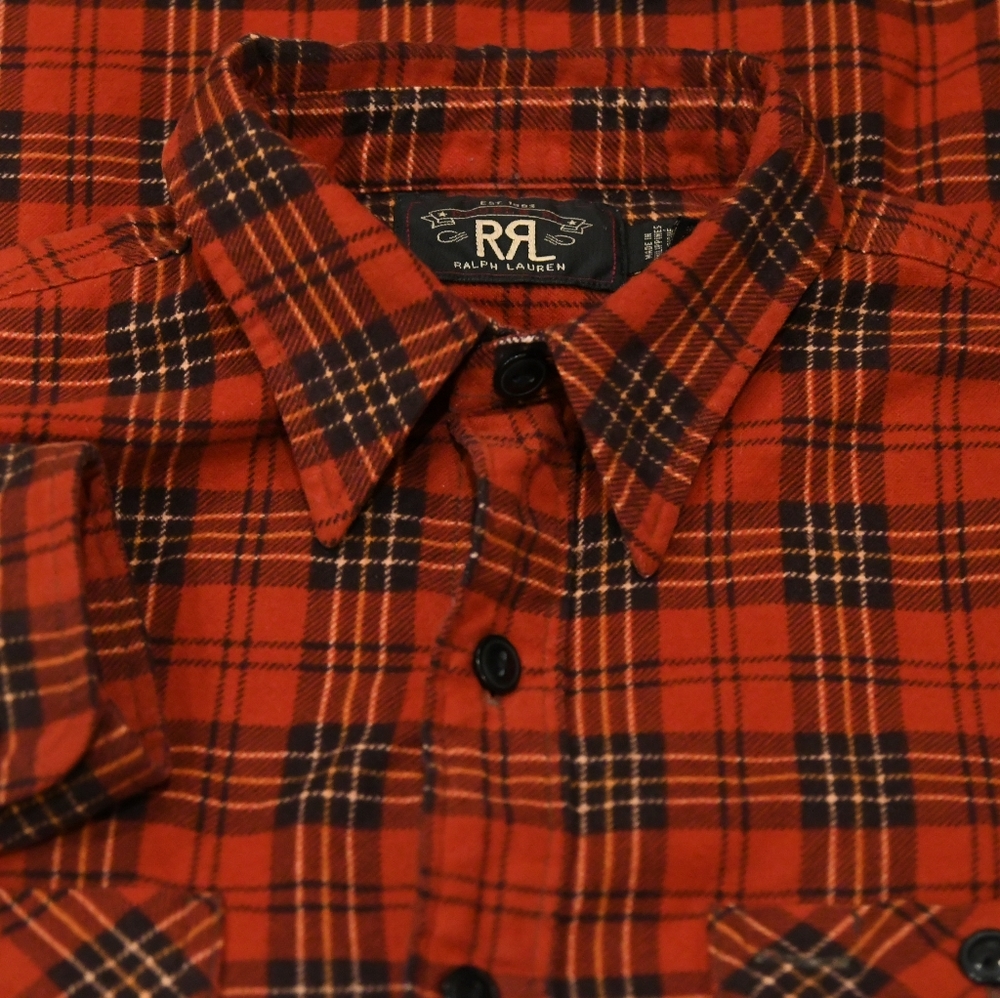 RRL CO Double RL Red Plaid Work Shirt S